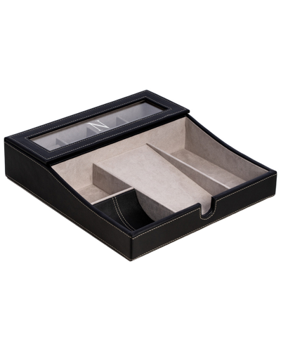 Bey-berk Black Leather Valet Tray