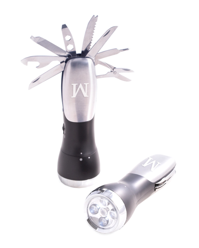 Bey-berk Monogrammed Multifunctional Brushed Stainless Steel Flash Light (a-z)