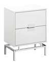 Monarch Specialties Chrome Metal 24"h Night Stand Accent Table In Glossy White