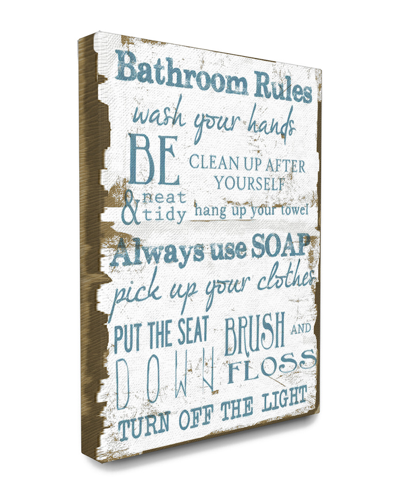 Stupell Home Decor Brown And Blue Classic Bathroom Rules