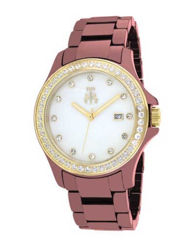 Jivago Ceramic White Mother Of Pearl Dial Ladies Watch Jv9415 In Gold Tone / Maroon / Mother Of Pearl / White