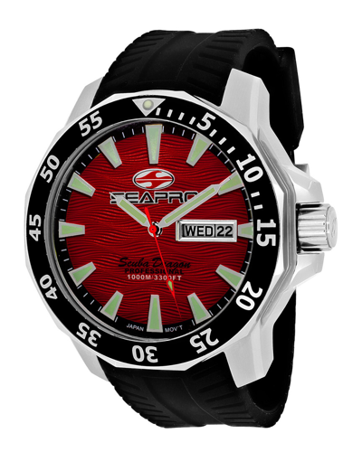 Seapro Scuba Dragon Diver Limited Edition 1000 Meters Quartz Red Dial Men's Watch Sp8317 In Red   / Black