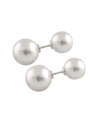 Splendid Pearls Silver 10-14mm Shell Pearl Earrings