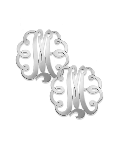 Jane Basch Silver Swirly Script Initial Studs (a-z) In Multicolor