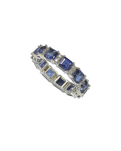 Suzy Levian Silver 4.95 Ct. Tw. Sapphire Ring