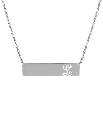 Jane Basch Silver Script Initial Bar Pendant (a-z) In Multicolor