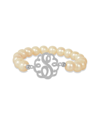 Jane Basch Dnu 0 Units Sold  Silver Lace 9.5-10mm Pearl Initial Stretch Bracelet (a-z) In Multicolor