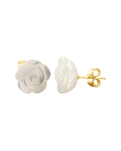 Splendid Pearls 14k 10mm Mother-of-pearl Flower Studs