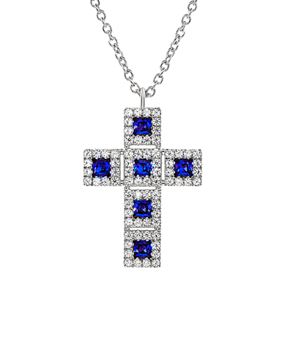 Diana M. Fine Jewelry 14k 0.76 Ct. Tw. Diamond & Sapphire Necklace
