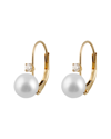 Splendid Pearls 14k 0.05 Ct. Tw. Diamond & 7-7.5mm Akoya Pearl Drop Earrings