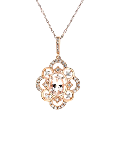 Diana M. Fine Jewelry 14k Rose Gold 0.88 Ct. Tw. Diamond & Morganite Necklace