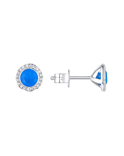 Diana M. Fine Jewelry 14k 1.30 Ct. Tw. Diamond & Blue Agate Studs