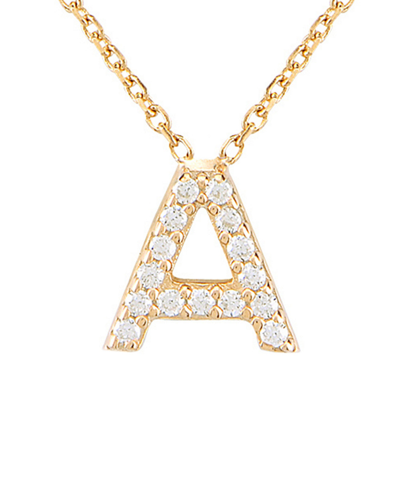Gabi Rielle Gold Over Silver Cz Initial Necklace (a-z)