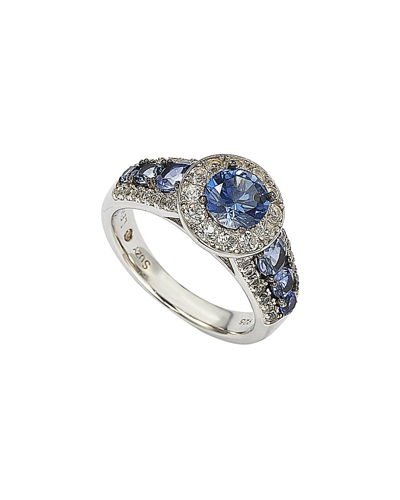 Suzy Levian Silver 3.61 Ct. Tw. Diamond & Sapphire Ring