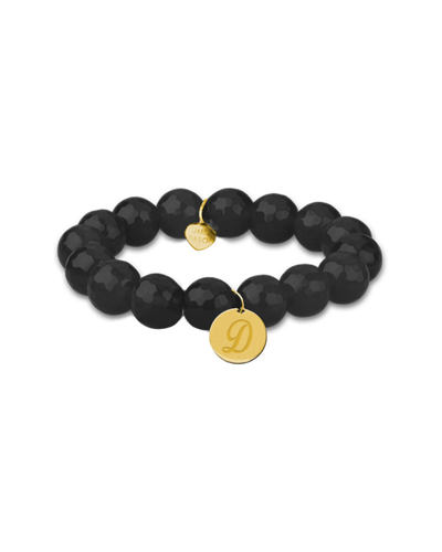 Jane Basch 14k Onyx Initial Stretch Bracelet (a-z) In Multicolor