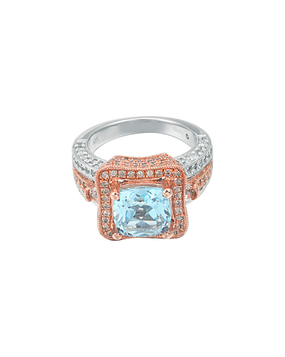 Suzy Levian Silver 6.60 Ct. Tw. Blue Topaz & White Topaz Ring