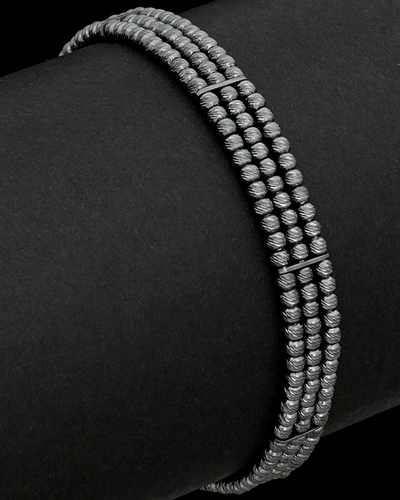 Italian Silver Plated Bead Bracelet In Silver