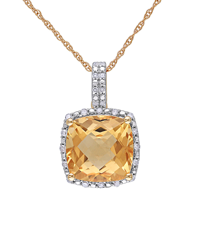 Rina Limor 10k 4.10 Ct. Tw. Diamond & Citrine Pendant Necklace