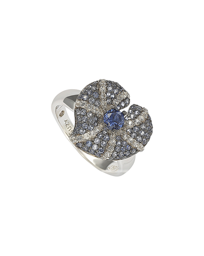 SUZY LEVIAN SUZY LEVIAN FLORAL 18K & SILVER 1.82 CT. TW. SAPPHIRE RING