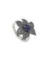 SUZY LEVIAN SUZY LEVIAN FLORAL 18K & SILVER 2.87 CT. TW. SAPPHIRE RING