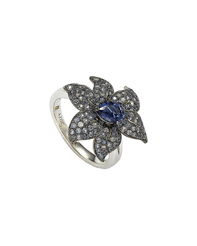 Suzy Levian Floral 18k & Silver 2.87 Ct. Tw. Sapphire Ring