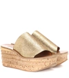 Chloé Camille Metallic Cracked-leather Wedge Sandals In Gold