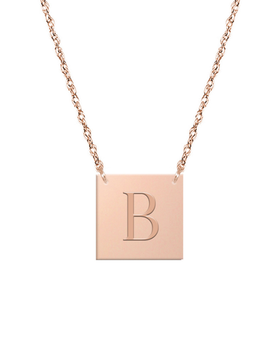Jane Basch Dnu 0 Units Sold  14k Rose Gold Block Initial Square Necklace (a-z) In Multicolor