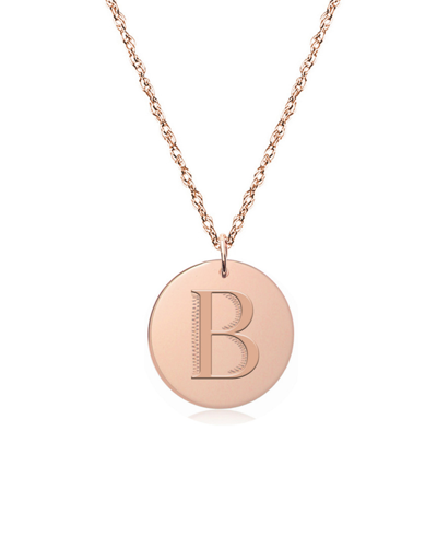 Jane Basch Dnu 0 Units Sold  14k Rose Gold Engraved Initial Disc Necklace (a-z) In Multicolor
