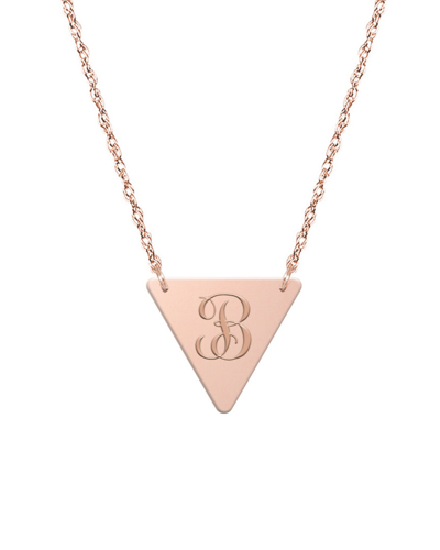 Jane Basch Dnu 0 Units Sold  14k Rose Gold Script Initial Triangle Necklace (a-z) In Multicolor
