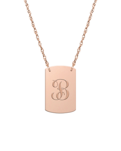 Jane Basch Dnu 0 Units Sold  14k Rose Gold Script Initial Dog Tag Necklace (a-z) In Multicolor