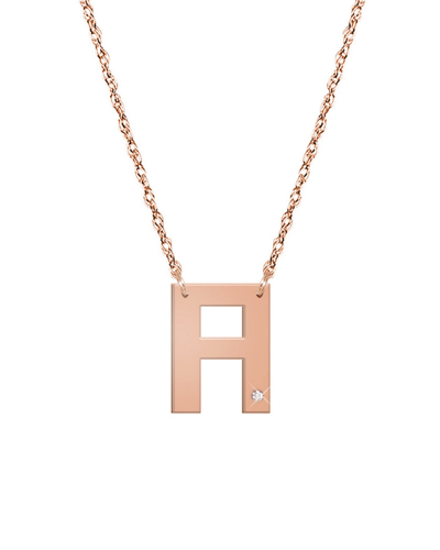Jane Basch Dnu 0 Units Sold  14k Rose Gold Diamond Initial Necklace (a-z) In Multicolor