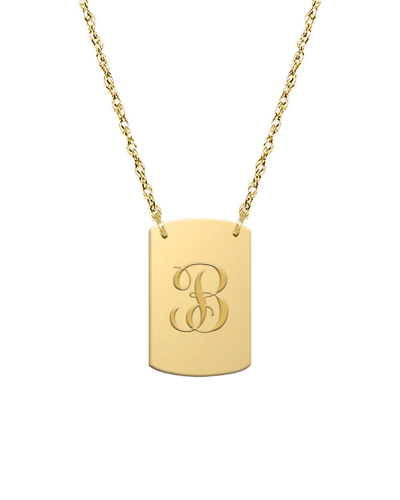 Jane Basch 14k Script Initial Dog Tag Necklace (a-z) In Multicolor