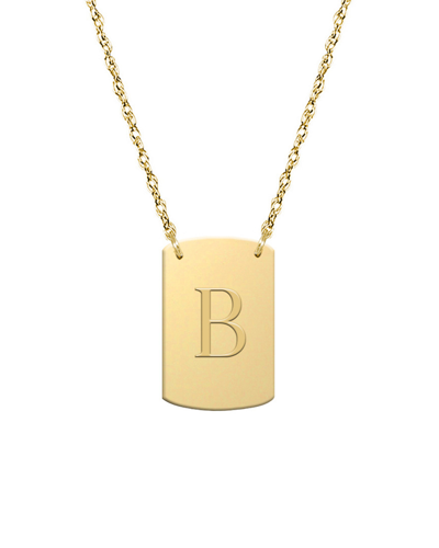 Jane Basch Dnu 0 Units Sold  14k Block Initial Dog Tag Necklace (a-z) In Multicolor
