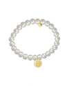 JANE BASCH JANE BASCH 14K DIAMOND & 6MM PEARL INITIAL STRETCH BRACELET (A-Z)