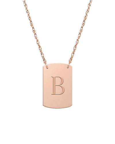 Jane Basch Dnu 0 Units Sold  14k Rose Gold Block Initial Dog Tag Necklace (a-z) In Multicolor
