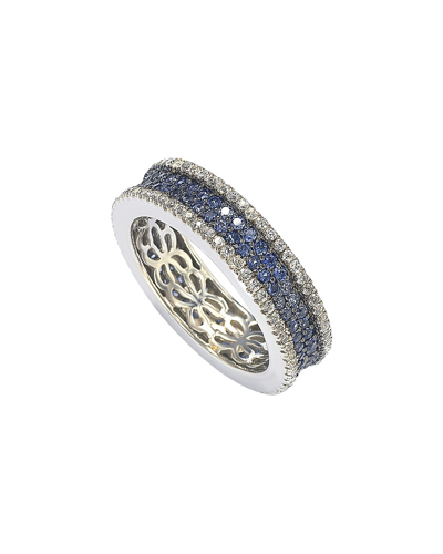 Suzy Levian Silver 2.02 Ct. Tw. Diamond & Sapphire Ring