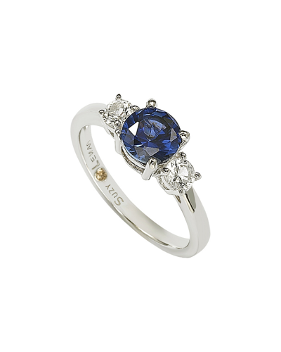 Suzy Levian Silver 1.52 Ct. Tw. Diamond & Sapphire Ring