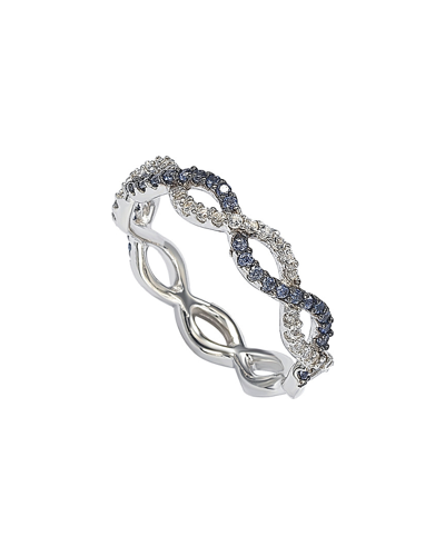 Suzy Levian Silver 1.02 Ct. Tw. Diamond & Sapphire Eternity Ring