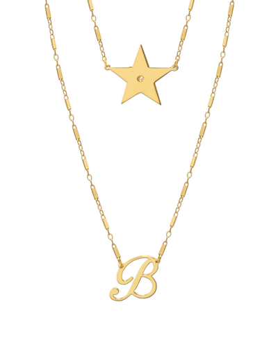 Jane Basch 22k Over Silver Cursive Initial Necklace