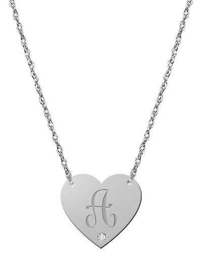 Jane Basch Silver Diamond A-z Heart Initial Necklace (a-z)