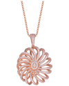 Genevive 14k Rose Gold Vermeil Cz 3d Flower Necklace