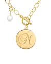 JANE BASCH JANE BASCH 22K OVER SILVER 6-8MM PEARL A-Z INITIAL TOGGLE NECKLACE (A-Z)
