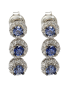 SUZY LEVIAN SUZY LEVIAN SILVER 1.42 CT. TW. DIAMOND & SAPPHIRE HALO DROP EARRINGS