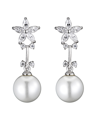 Genevive Silver Cz & Pearl Earrings