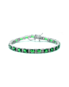 Genevive .925 Sterling Silver Emerald Cubic Zirconia Tennis Bracelet