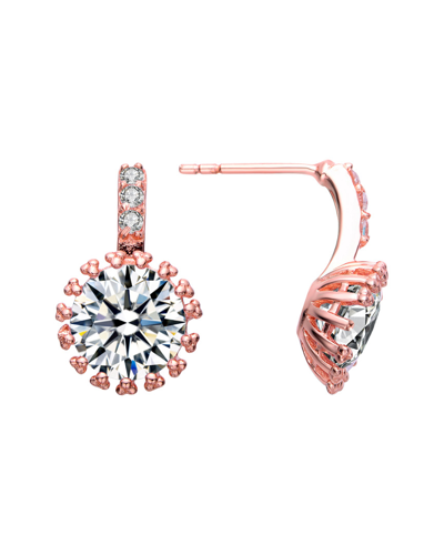 Genevive 14k Rose Over Silver Cz Earrings