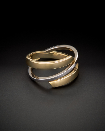 Italian Gold Two-tone Criss Cross Ring
