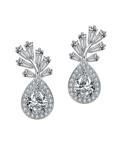 Genevive Silver Cz Earrings In Metallic