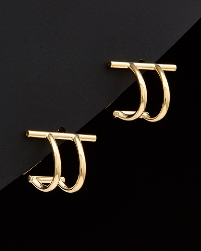 Italian Gold Double Curved Bar Post Earrings