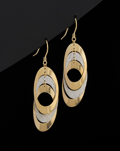 Italian Gold Two-tone Triple Oval Dangle Earrings